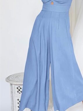 Light Blue Women's V-Neck Jumpsuit
